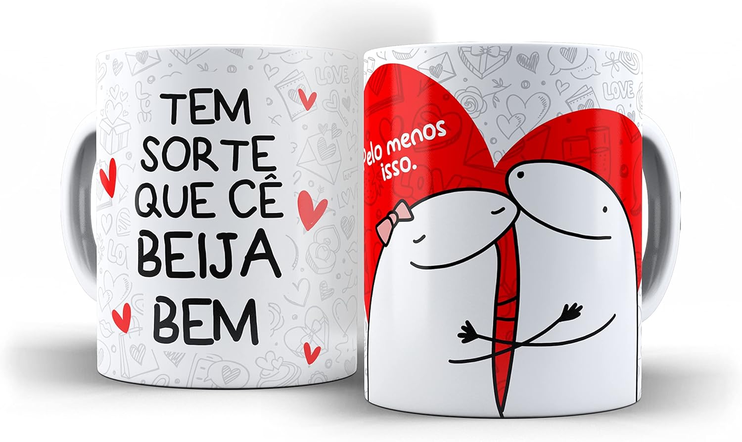caneca flork tem sorte que cê beija bem