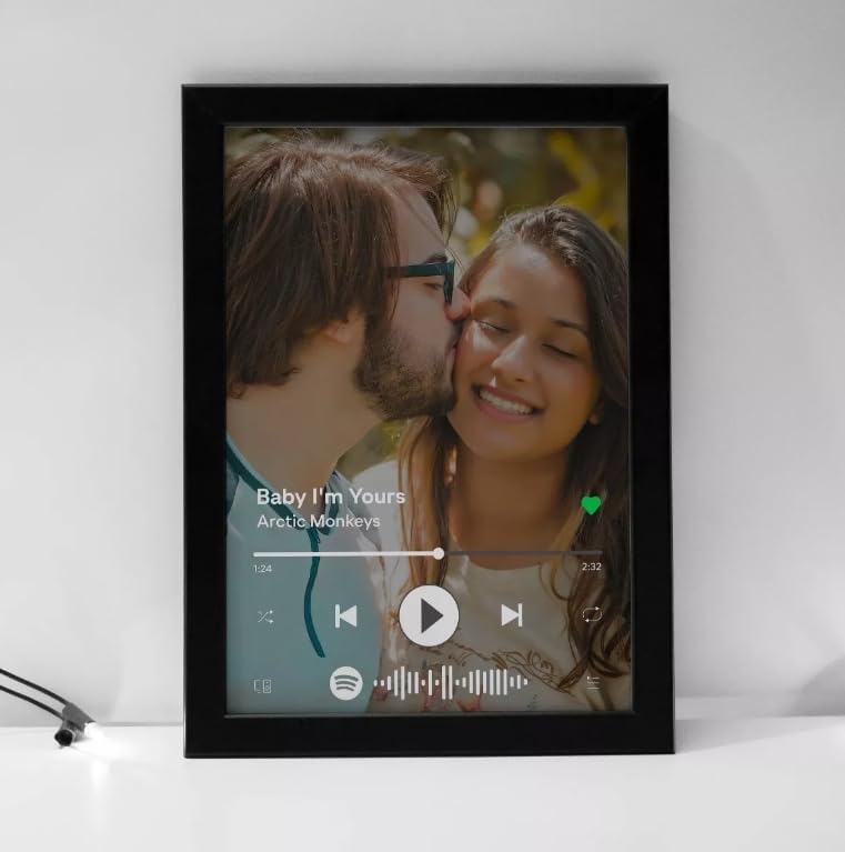 quadro interativo música spotify com moldura e vidro