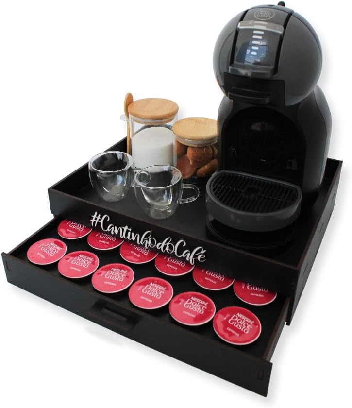 porta cápsulas bandeja cantinho do café organizador suporte cafeteira chá servir cor preto dolce gust0 box fan